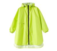 Impermeabile per bambini, con cappuccio, a maniche lunghe, con bottoni, antivento, con tasche, leggero, riutilizzabile, tinta unita, per attività all'aperto, per ragazzi e ragazze, verde