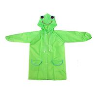 Impermeabile per bambini, con cappuccio, a maniche lunghe, con bottoni, antivento, con tasche, leggero, riutilizzabile, tinta unita, per attività all'aperto, per ragazzi e ragazze, verde
