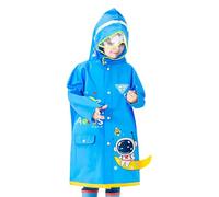 Impermeabile per bambini e bambine, per l'asilo, trasparente, poncho con dinosauro (blu scuro, L)