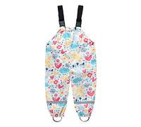 Impermeabile per bambini, pantaloni da fango, impermeabile, per bambini, ragazzi, ragazze, pioggia, antivento, impermeabile, in nylon, ideale per tuta da pioggia casual 86, Cute05 Bianco, 2-3 Anni