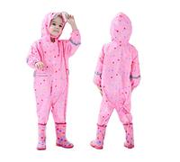Impermeabile per Bambini Un Pezzo Unico Cappotti da Pioggia Tuta Antipioggia Ragazze Striscia Riflettente con Cappuccioabbigliamento da Pioggia Cerniera Bambini Raincoat Rosa 6-7 Anni