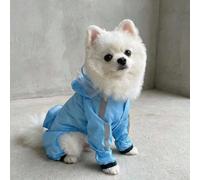 Impermeabile per cani con copertura completa, con strisce riflettenti, stivali antiscivolo, borsa da trasporto, completo da pioggia blu per cuccioli, adatto per uso all'aperto e viaggi, idea regalo L,