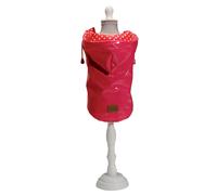 Croci Raindrop Cherry - Impermeabile per cani taglia piccola e media, cappotto antivento, giubbotto con cappuccio e foro per guinzaglio, colore Rosso, taglia 30 cm