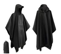 Impermeabile Poncho Pioggia Impermeabile da esterno 3 in 1 Manica con cappuccio Poncho antipioggia impermeabile Copertura antipioggia for moto Tende da campeggio for escursionismo da viaggio(Black)