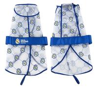 Impermeabile regolabile per cane Real Madrid - Cappotto impermeabile per animali domestici con cappuccio, impermeabile, design esclusivo e vestibilità comoda, prodotto ufficiale di calcio