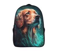 impermeabile studenti zaino alzando lo sguardo verso la notte stellata 2 scomparto Unisex casual zainetto golden retriever tracolla regolabile zaino da viaggio 3d stampato-16，per Adolescente