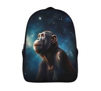 impermeabile zaino viaggio 2 scomparto osservare le stelle unisex stampa zaini scimpanzé tracolla regolabile 3d scuola zaino-16，per adolescenti adulti per campeggio escursionismo