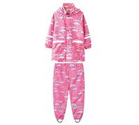 Impermeabili e stivali per bambini, con stampa, giacca antipioggia con cappuccio, antivento, a maniche lunghe, con cappuccio, pantaloni trench (rosa acceso, 10 anni)
