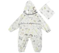 Imperméables Enfant Combinaison De Pluie Poncho Imperméable Filles Manteaux Imperméables À Capuche Imperméable Une Pièce Reutilisable Outdoor Vêtements De Pluie, grigio chiaro., 6-7 Anni
