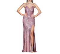 Impero Couture abito elegante lungo con paillettes rosa 40