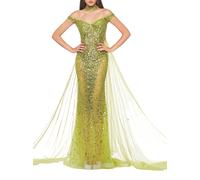 Impero Couture abito lungo da cerimonia con applicazioni gioiello verde 42