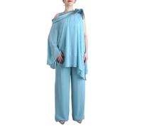 Impero Couture completo da cerimonia con pantaloni in georgette verde tiffany 42