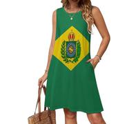 Impero del Brasile Bandiera Casual Donna Senza Maniche Abiti Girocollo Sundress Estate Swing Abiti, Stile:, L