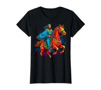 Impero mongolo Gengis Khan Maglietta con Stampa Grafica Economica, Donna, Nero, M