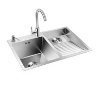 Impianti Lavatoio per Lavanderia con ASSE per Lavare Lavello in Acciaio Inox Argento con Rubinetto Lavare Le Mani Bacinella Piatti Piscina Lavanderia sul Balcone Pannello Ispessito 4 Mm Cucina (Color