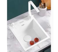 Impianti Lavello A Sifone Lavello Salvaspazio in Acciaio Inox Bianco Lavello da Cucina di Piccole Dimensioni Lavare Il Bacino di Frutta E Verdura Piscina d'Acqua del Bagno Cucina (Color : Bianca, S