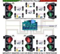 Impianto 5 Semafori 2 Luci 24 Led Rossi Verdi 24 Vac 5 Ingressi Control 10 Fotoc
