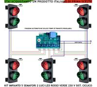Impianto 5 Semafori 5 Ingressi 2 Luci Led Rossa Verde 230 V Automatico Ciclico
