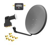 Impianto antenna satellitare 60 cm grigio Octo LNB 8 partecipanti Satfinder...
