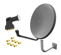 Impianto antenna satellitare 60 cm grigio Octo LNB 8 partecipanti supporto a ...