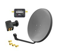Arli Impianto satellitare 60 cm Digital Satfinder Quad LNB 4 partecipanti HD grigio