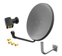 Impianto antenna satellitare 60 cm grigio Quad LNB 4 partecipanti supporto a ...