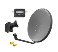 Impianto antenna satellitare 60 cm grigio Twin LNB 2 partecipanti Satfinder F...