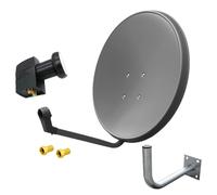 Impianto antenna satellitare 60 cm grigio Twin LNB 2 partecipanti supporto...