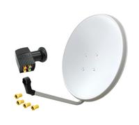 Impianto antenna satellitare 60 cm Quad LNB 4 partecipanti spina F digitale H...