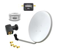 Impianto antenna satellitare 60 cm Quad LNB Satfinder 15 m cavo coassiale 4...