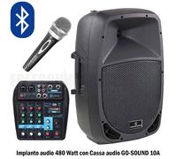 Impianto audio 480W Cassa Soundsation GO-SOUND 10A + mixer + microfono | Karaoke