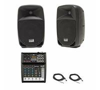 Impianto Audio 600 watt + Mixer + Cavi PER DJ KARAOKE MANIFESTAZIONI CONFERENZE