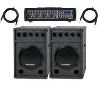 Impianto Audio Completo Attivo 15" Casse Amplificato Mixer USB Bluetooth 600W