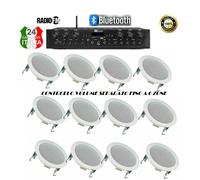 IMPIANTO AUDIO FILODIFFUSIONE: 12 CASSE 16 CM+AMPLIFICATORE+RADIO FM+BLUETOOTH.