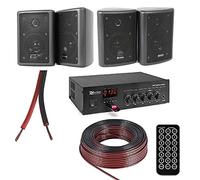 IMPIANTO AUDIO FILODIFFUSIONE 4 CASSE PARETE BLACK BLUETOOTH RADIO FM USB
