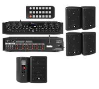 IMPIANTO AUDIO FILODIFFUSIONE 6 CANALI SEPARATI PER INTERNO ED ESTERNO CON CASSE DA PARETE (CON 12 CASSE MEDIE NERE)