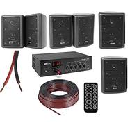 IMPIANTO AUDIO FILODIFFUSIONE 6 CASSE PARETE BLACK BLUETOOTH RADIO FM USB