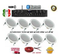 IMPIANTO AUDIO FILODIFFUSIONE:8 CASSE DA 13+AMPLIFICATORE+RADIO FM+BLUETOOTH.