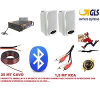 IMPIANTO AUDIO FILODIFFUSIONE BLUETOOTH 2 casse da parete + amplificatore + cavo