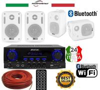 IMPIANTO AUDIO FILODIFFUSIONE BLUETOOTH CON 2/4 ALTOPARLANTI BIANCHI O NERI.