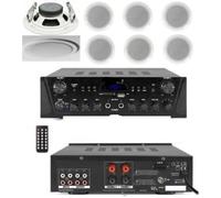 IMPIANTO AUDIO FILODIFFUSIONE BLUETOOTH TELECOMANDO CASSE TONDE DA CONTROSOFFITTO 13 (4 CASSE 13 CM)