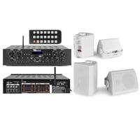 IMPIANTO AUDIO FILODIFFUSIONE CON REGOLAZIONE VOLUME SEPARATO 4 ZONE BLUETOOTH, RADIO FM,TELECOMANDO, (CON 8 CASSE)