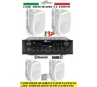 IMPIANTO AUDIO FILODIFFUSIONE ESTERNO 4 CASSE+AMPLIFICATORE+RADIO FM+BLUETOOTH