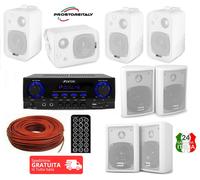 IMPIANTO AUDIO FILODIFFUSIONE K3 LOCALI 100Watt+ 4 Altoparlanti +Bluetooth+ Cavo