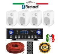 IMPIANTO AUDIO FILODIFFUSIONE K3 LOCALI 100Watt+4 Altoparlanti+Bluetooth+ Cavo