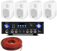 IMPIANTO AUDIO FILODIFFUSIONE K3 LOCALI 100Watt+Altoparlanti da Parete+Bluetooth+Cavo (CON 4 CASSE)