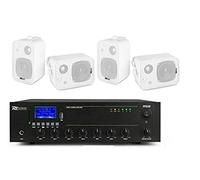 IMPIANTO AUDIO FILODIFFUSIONE LOCALI 100Watt+ 4 Altoparlanti+Bluetooth+100Mt Cavo