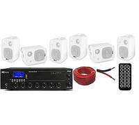 IMPIANTO AUDIO FILODIFFUSIONE LOCALI 100Watt+6 Altoparlanti+Bluetooth+100Mt Cavo