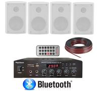 IMPIANTO AUDIO FILODIFFUSIONE PARETE 100V amplificatore BT+ 4 altoparlanti + cav