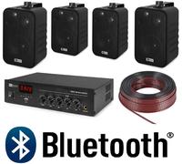 IMPIANTO AUDIO FILODIFFUSIONE PARETE NERE 100V amplificatore BT+ 4 altoparlanti